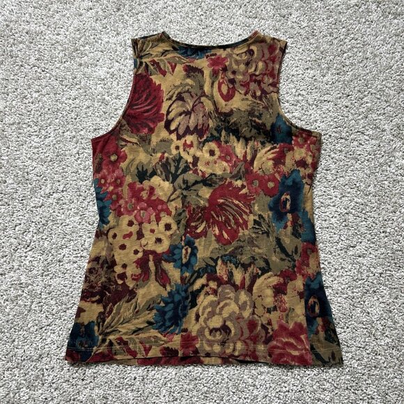 Lauren Ralph Lauren Y2K Womens Sz M Floral Ruffled Sleeveless Top Multicolor - Picture 3 of 7